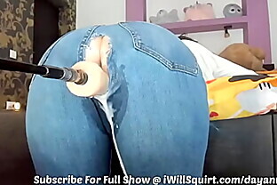 PAWG MILF Fucked With Machine Dick to Creaming Squirt Orgasm Thru Ripped Jeans poster
